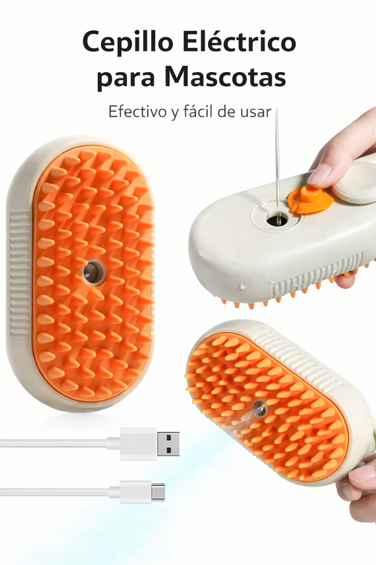 🐾 Cepillo a Vapor 3 en 1 para Mascotas – Cepilla, desenreda y cuida con más facilidad