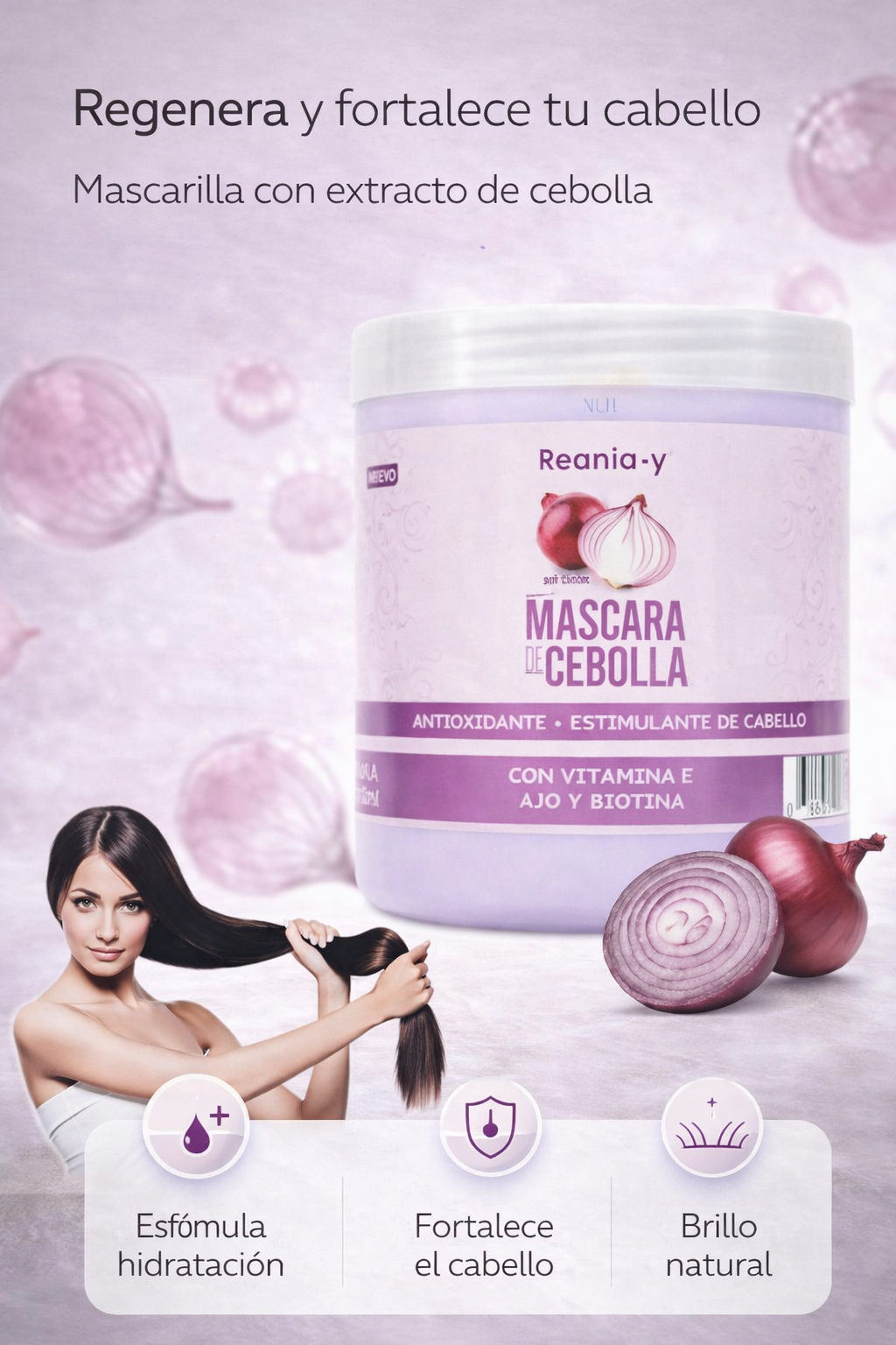 🧴 Mascara Capilar de Cebolla Sin Olor – Nutrición, brillo y suavidad para tu cabello
