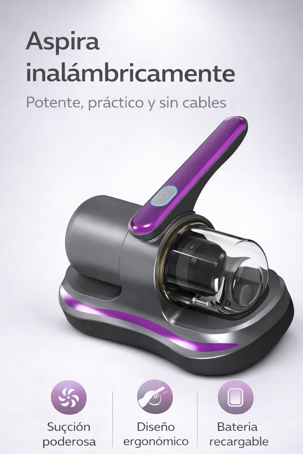 🛏️ Aspiradora de Mano Inalámbrica – Limpieza profunda para colchones, sofás y más