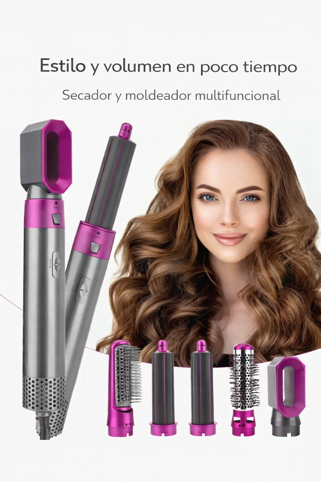 💇‍♀️ Cepillo Alisador Secador 5 en 1 – Seca, alisa y da volumen con un solo equipo