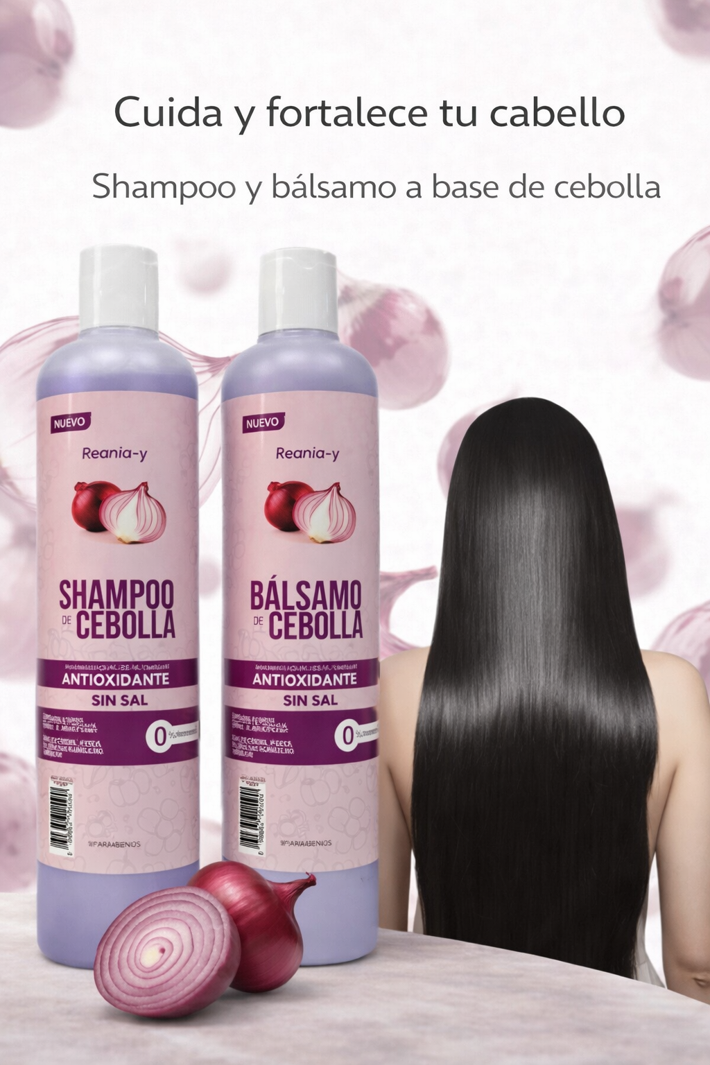 🧴 Shampoo y Bálsamo de Cebolla Roja 500 ml – Cuidado capilar completo para tu rutina diaria