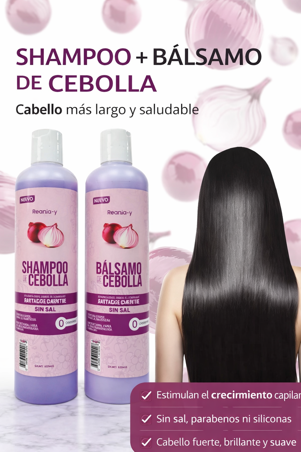 🧴 Shampoo y Bálsamo de Cebolla Roja 500 ml – Cuidado capilar completo para tu rutina diaria