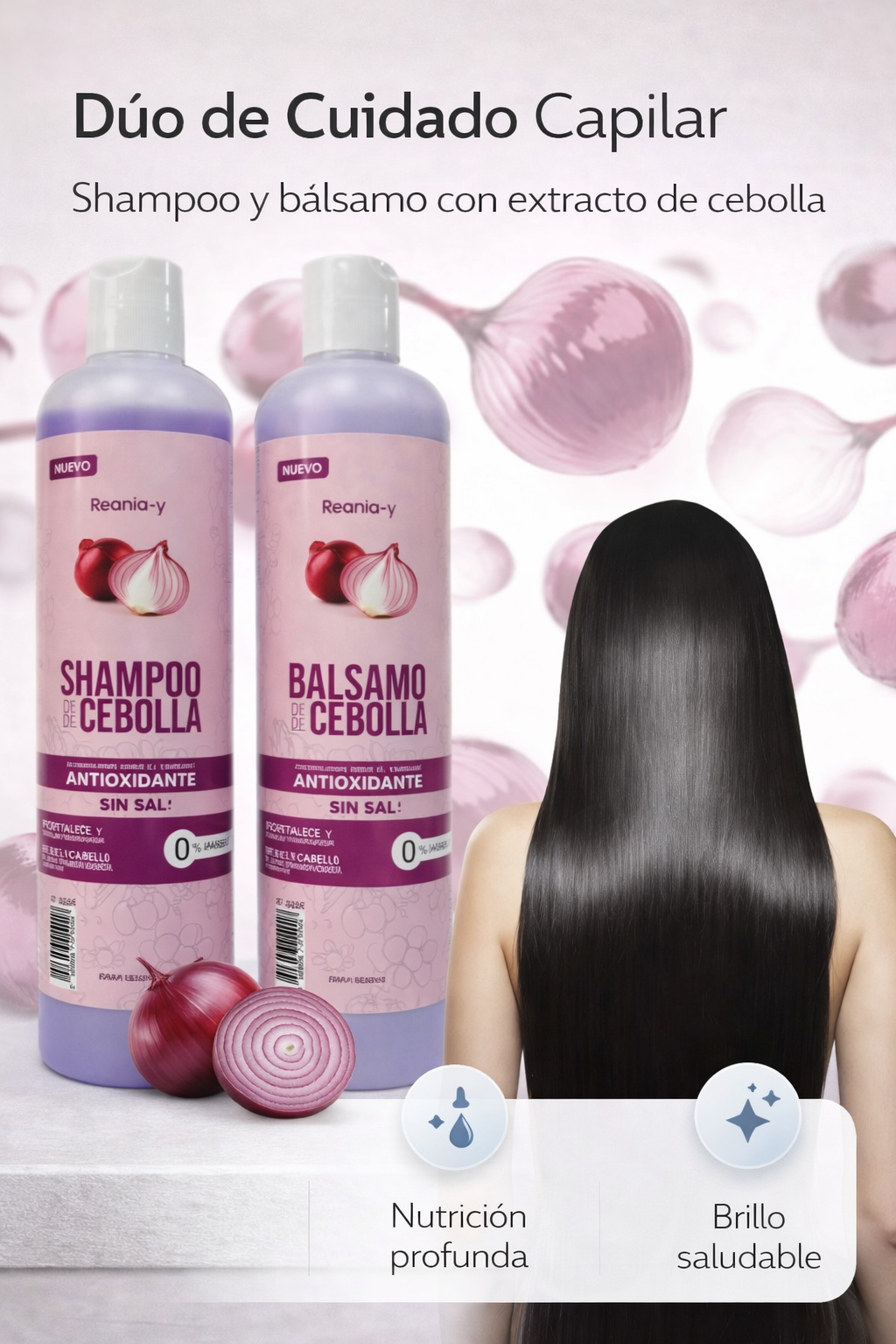 🧴 Shampoo y Bálsamo de Cebolla Roja 500 ml – Cuidado capilar completo para tu rutina diaria