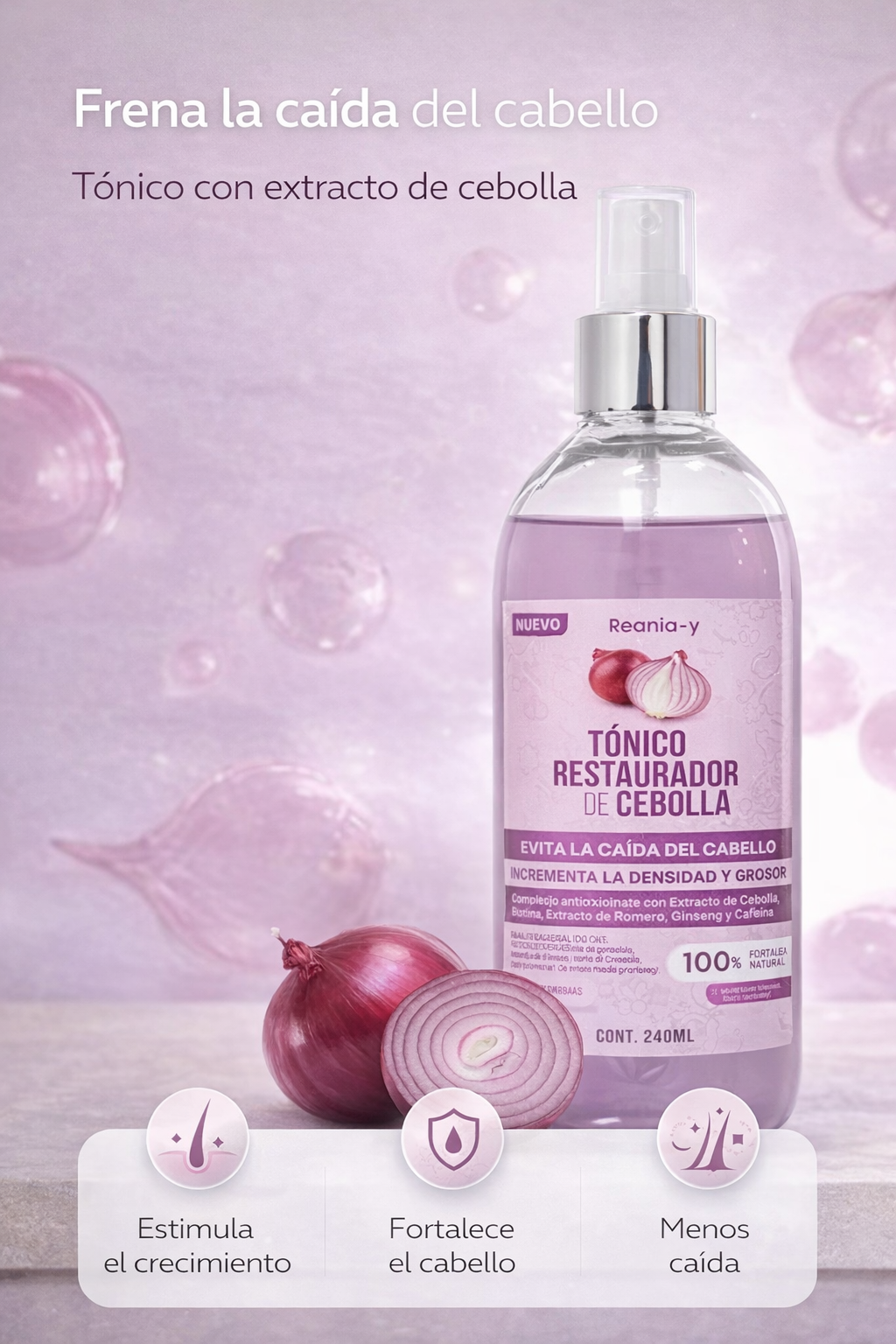 🧴 Tónico Capilar Restaurador de Cebolla 340 ml – Cuidado diario para un cabello con mejor apariencia